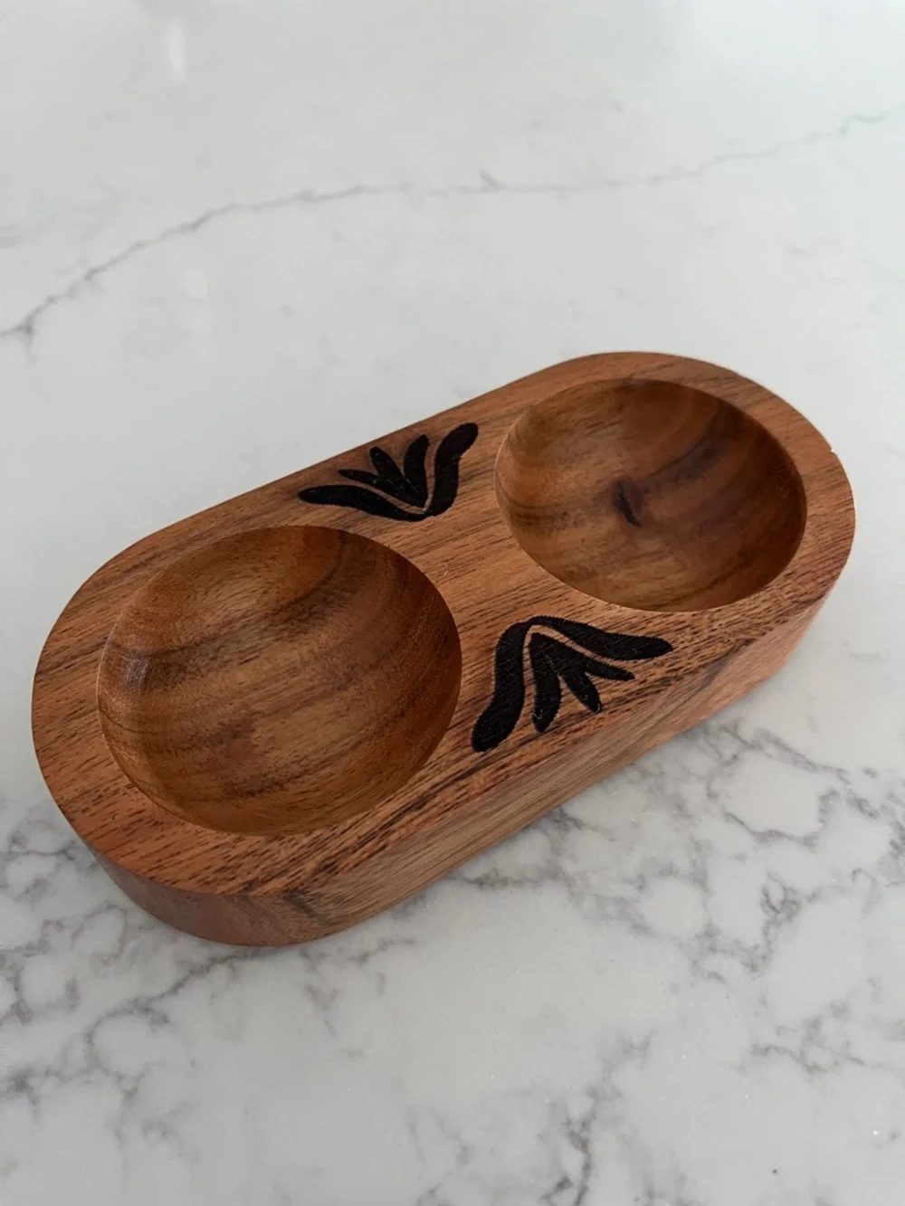 Anthropologie The Mediterranean Dish Acacia Wood Salt & Pepper Dish - NWT